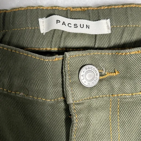 Pacsun Low Rise Puddle Cargo Pants Olive‎ Green Women's Size L Wide Leg - Image 7