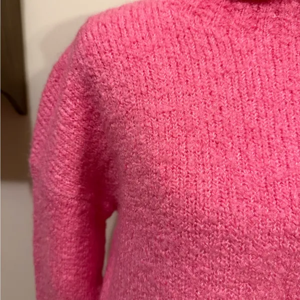 J. Crew | Vibrant Pink Turtleneck wool blend sweater size medium - Image 5