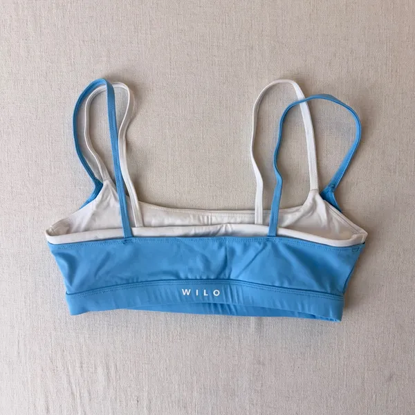 Wilo The Label Layered Activewear Sports Bra Crop Top Women Large Blue White - Image 7