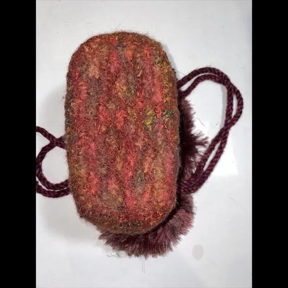Tweed Wool Bucket Bag‎ Medium Handbag Red Fringe - Image 6