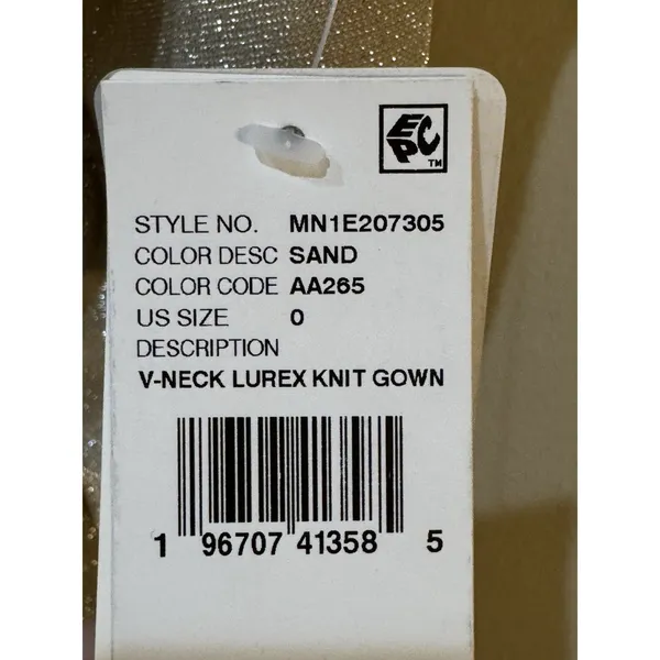 Aiden Maddox V Neck Lured Knit Gown Sparkle Metallic Size 0 Adrianna Papell - Image 6