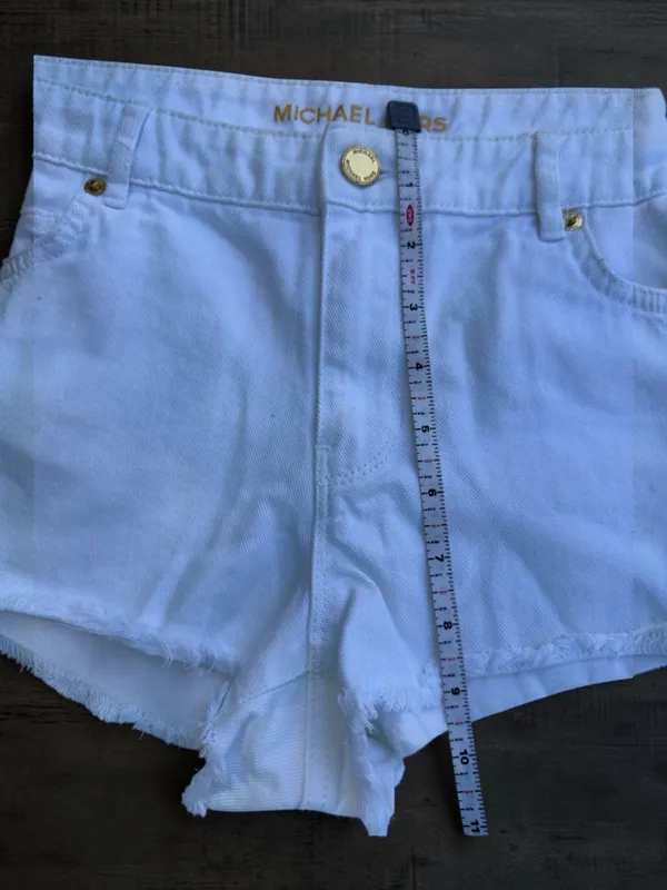 MICHAEL Michael Kors White Denim Cutoff Shorts Sz 8‎ Raw Hem Summer Short Shorts - Image 4