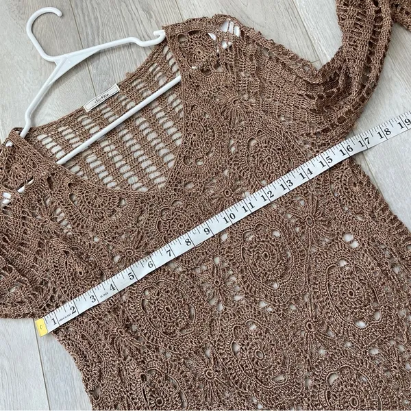 Vintage Crochet Top Brown (s/m) siNita bohemian crochet festival swim cover up - Image 3