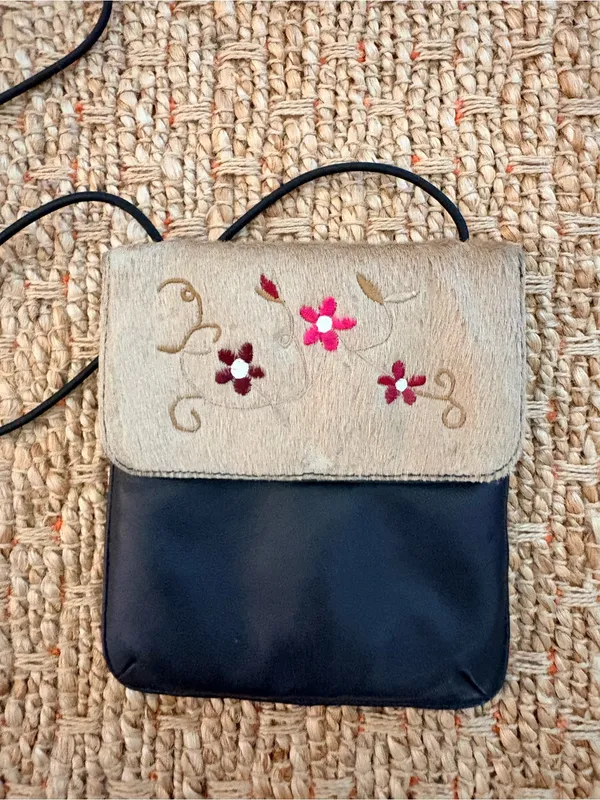 Wilsons Leather Black & Beige Floral Mini Crossbody - Image 2