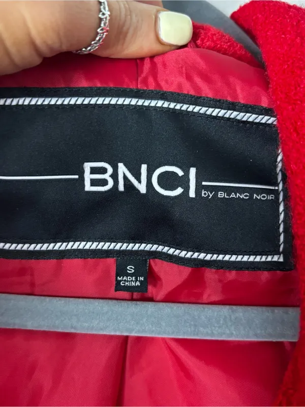 BNCI by Blanc Noir Red Wool Peacoat Double Breasted Small - Image 4