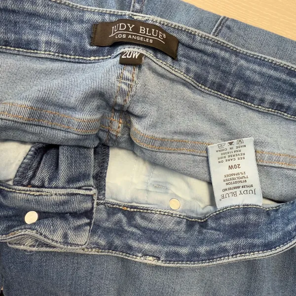 Judy‎ Blue Womens Plus Size 20W stretchy high waisted slim straight blue denim - Image 5