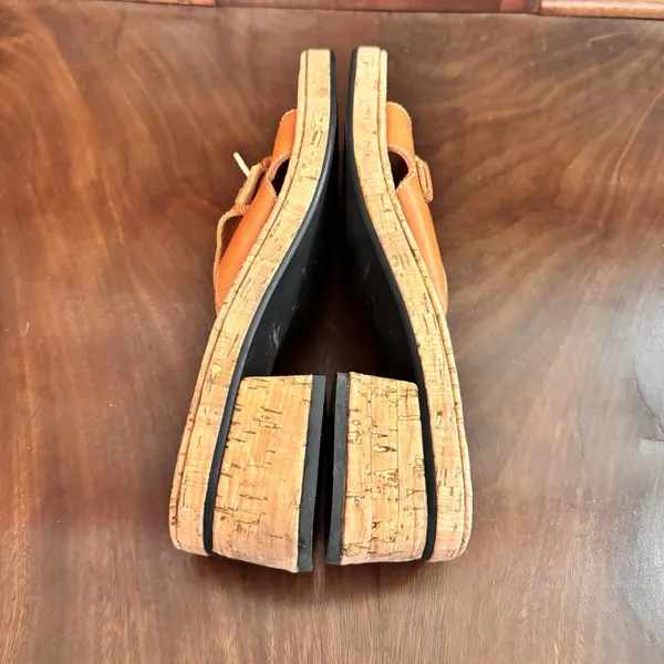 Kenneth Cole Cork Slide Sandals Brown‎ Leather Buckle Italy Womens Size 39/9 - Image 5