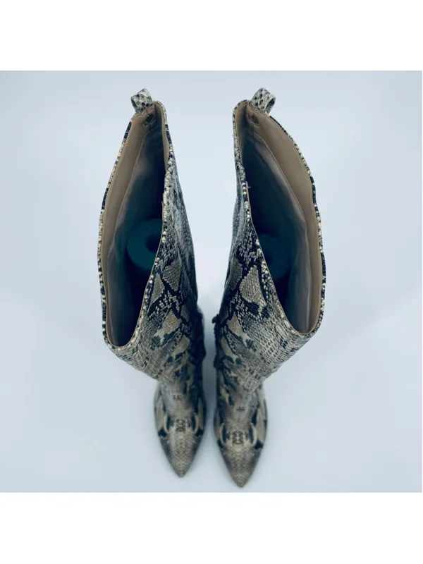 Sam Edelman Snake Print Hai Boots, Beige Black Size 7.5 - Image 5