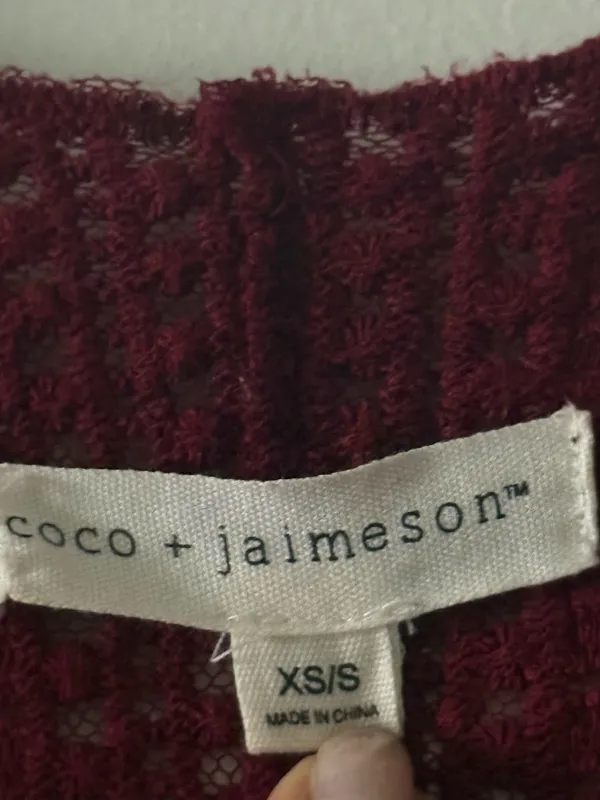 COCO + JAIMESON Burgundy Floral Embroidered Lace Long Duster Kimono XS - Image 5
