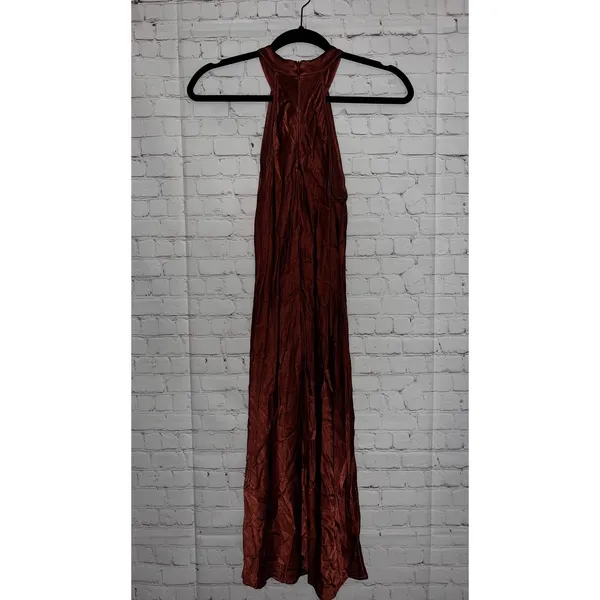 Lanston Rust Orange Halter Neck Maxi Dress Boho Wedding Party Guest Bridesmaid S - Image 2