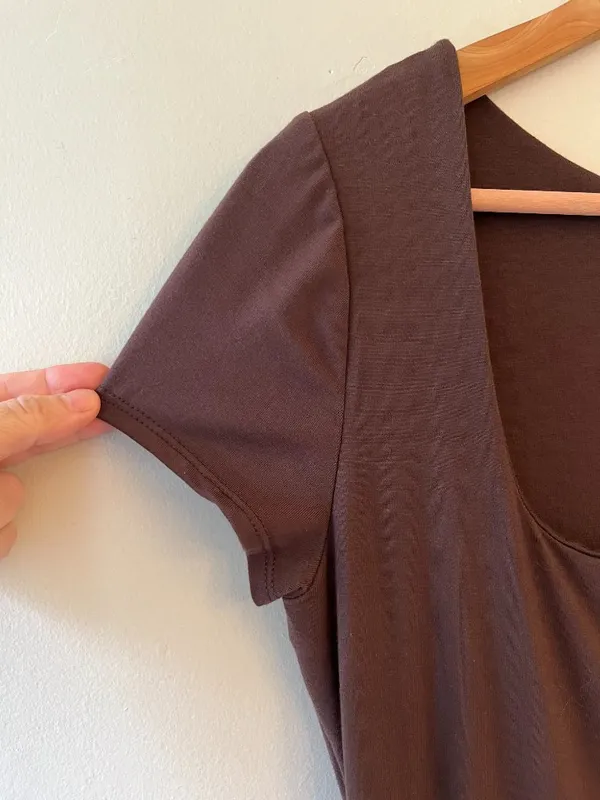 Sz M Brown See You Monday T-Shirt‎ Maxi Dress Square Neck Pullover - Image 4