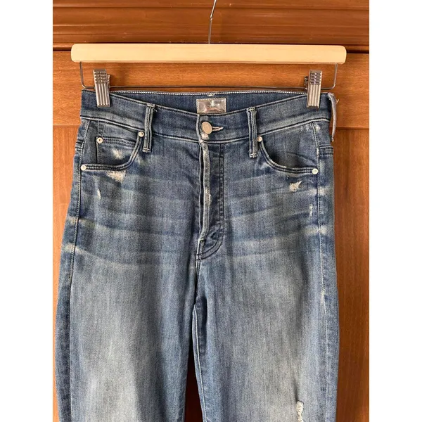 MOTHER The Stunner Ankle Fray Graffiti Girl Denim Distressed Jeans Women’s sz 24 - Image 3