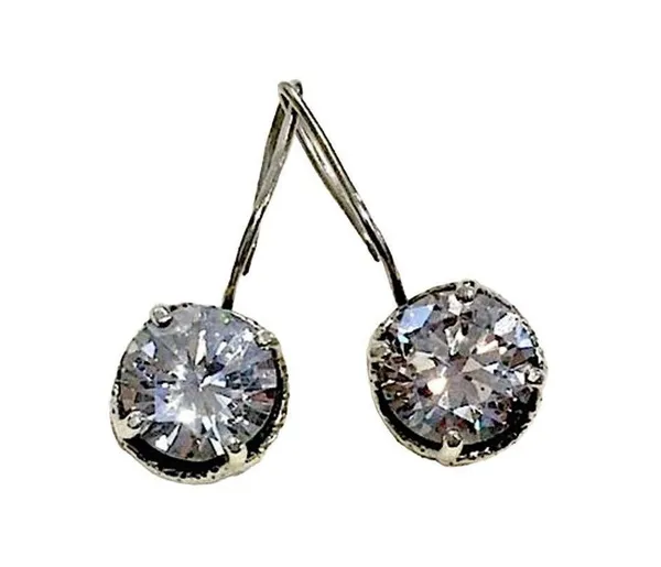 SILPADA Sterling Silver Faceted Round Cut Cubic Zirconia Center Stage Earrings - Image 4