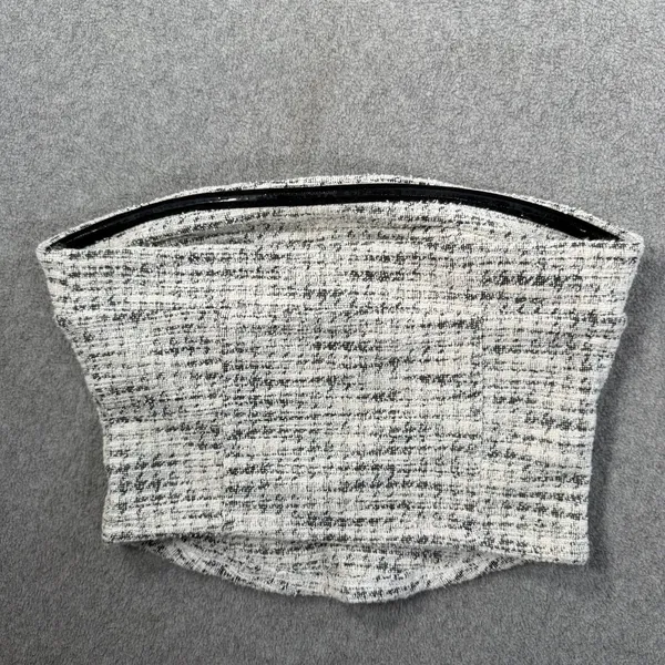 Altar'd State Women's Small Black White Tweed Strapless Cropped Bandeau Top - Image 8