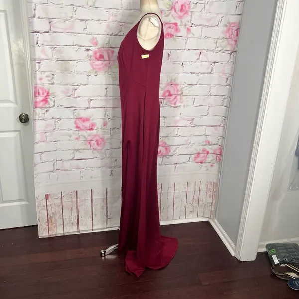 LA FEMME nwot wine burgundy colored ONE SHOULDER DRESS 28176 - Image 8