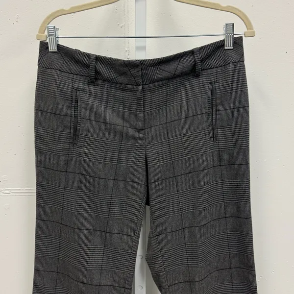 Loft Petite Women’s Plaid Flare Classic Everyday‎ Career Trouser Pants 8P Gray - Image 3