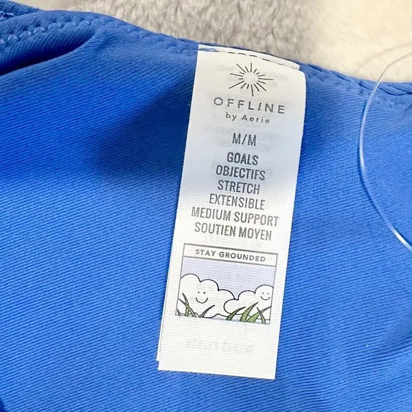 NWT Offline by Aerie Goals Blue Ribbed Padded Sports Bra - Size: Medium - Image 3