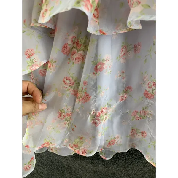 Abercrombie & Fitch Floral Tiered Mini Dress Strapless Pastel Summer XL Tall New - Image 14