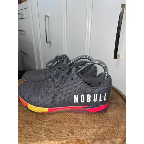 NOBULL Lightning Trainer Unisex Sneakers‎ Gray Rainbow Men's 6 / Women's 7.5 - Image 3
