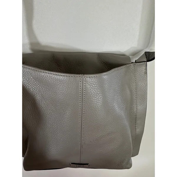Vince Camuto Grey‎ Pebbled Leather Crossbody Bag Ring Detail Adjustable Strap - Image 9