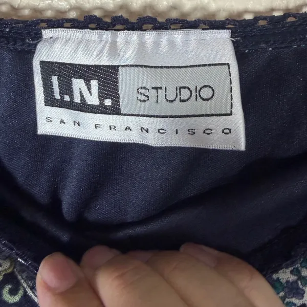 IN Studio San Francisco Paisley Midi Skirt Navy Blue Lettuce Edge XL - Image 4