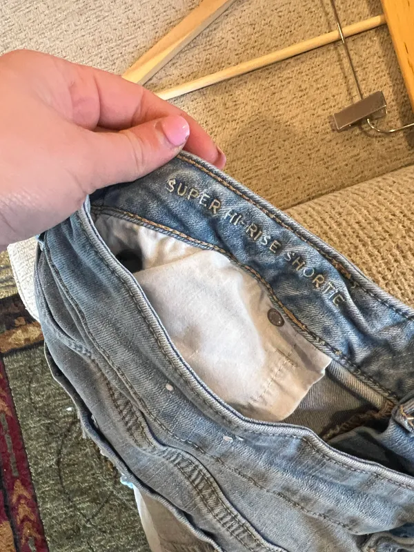 American Eagle Super Hi-Rise Shortie Distressed Shorts - Image 3
