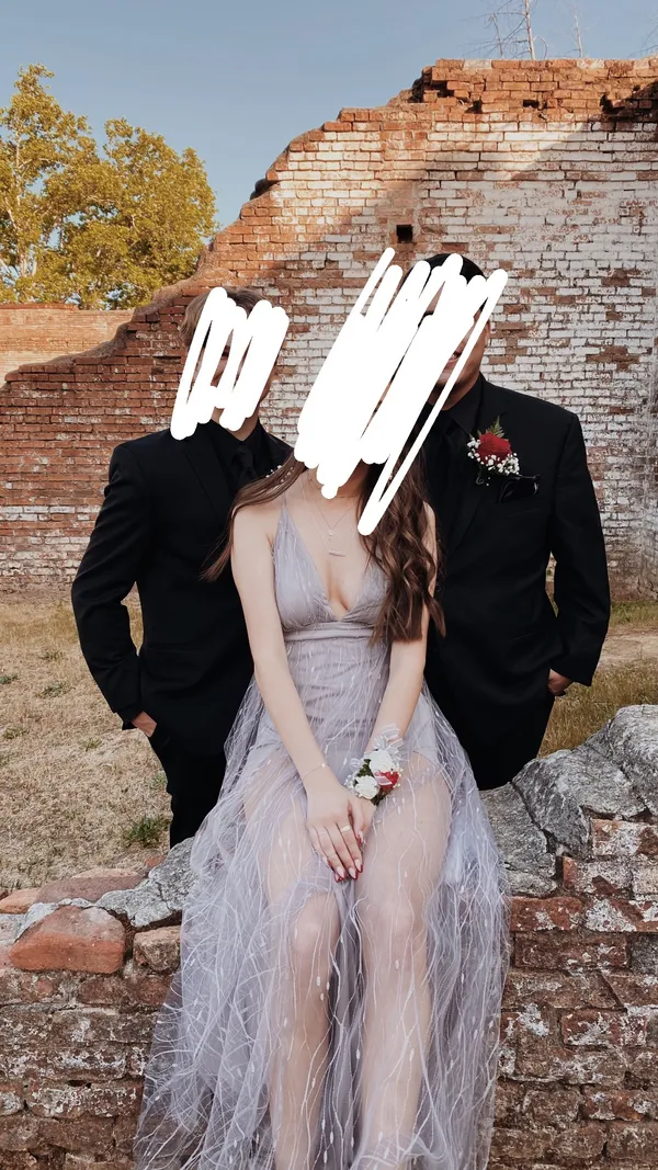 Silver/ Gray formal dress Silver - Image 6