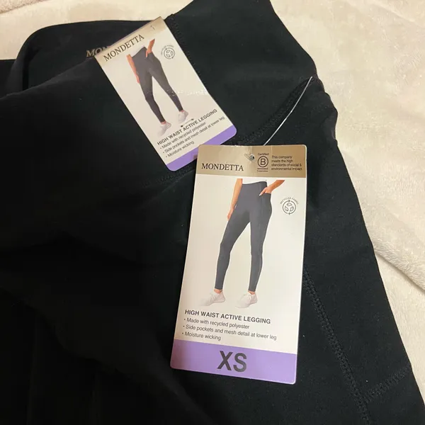 NWT XS Mondetta Ladies’ Women’s High Waist Active Black Mesh Panel Leggings Activewear Sportswear - Image 8