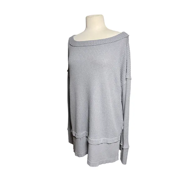 FREE PEOPLE x WE THE FREE Women’s Boho North Shore Gray Thermal Top - Image 4