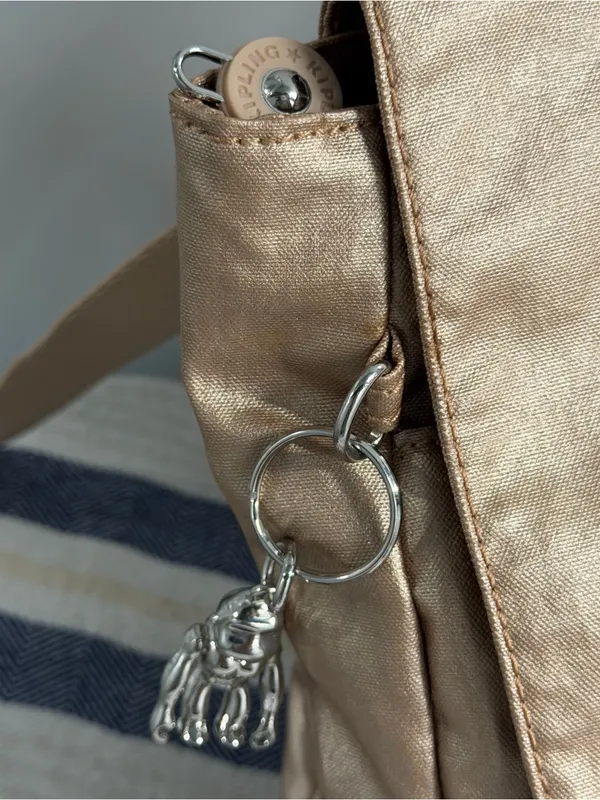 Kipling Dannie Metallic Small Backpack Gold Charm Metallic Convertible Bag - Image 6