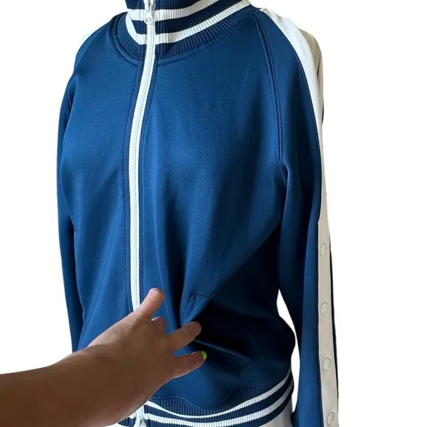 Pam & Gela Inspired Varsity Track Jacket M Royal Blue Cold Shoulder Sleeve - Image 5