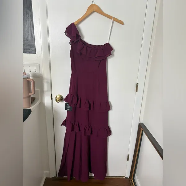 Lulus Brilliant Grace Plum Purple Ruffled One-Shoulder Maxi Dress Size XS Formal - Image 5
