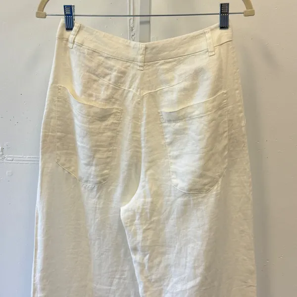 Massimo Dutti 100% Linen High Waisted Barell Leg Relaxed Pants Size 2 White - Image 5