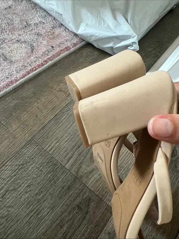 BAMBOO Beige Strappy Square-Toe Block Heels - Image 6