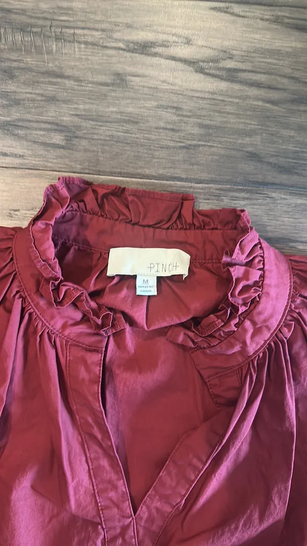 Pinch Burgundy Cotton Dress Sz M - Image 6