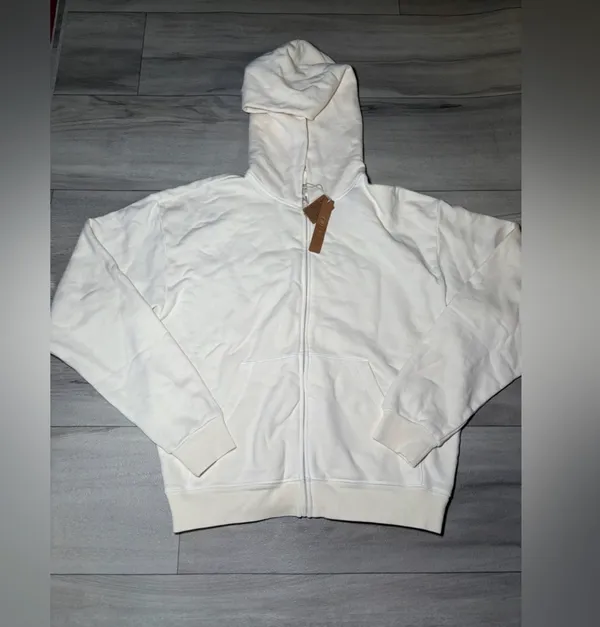Skims French terry zip up hoodie Color ecru - Image 2