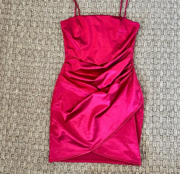 Windsor Red Satin Mini Dress Size Medium - Image 6