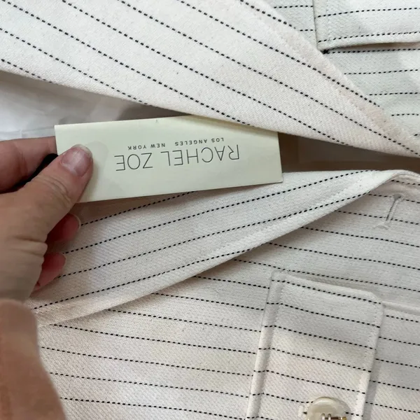 Rachel Zoe Striped Cropped Blazer Size 6‎ Ivory Pinstripe NWT Preppy Chic - Image 7