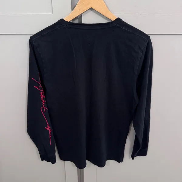 Hollister Long Sleeve T-Shirt Black red Embroidered Logo Cotton Size Small - Image 3
