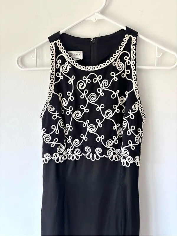 Vintage 1990s Jessica McClintock Gunne Sax Black Satin Formal Evening Gown - Image 2