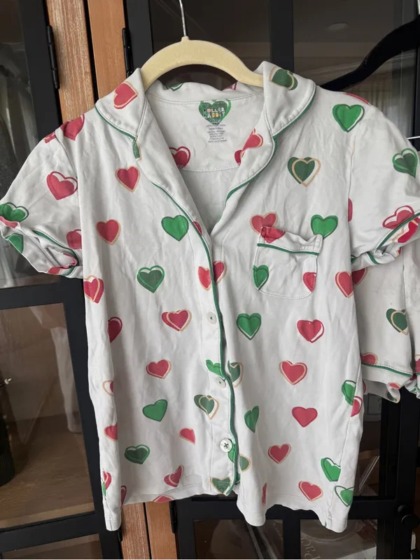 Roller Rabbit pajamas set big holiday hearts christmas shorts sleeve polo shirt - Image 4