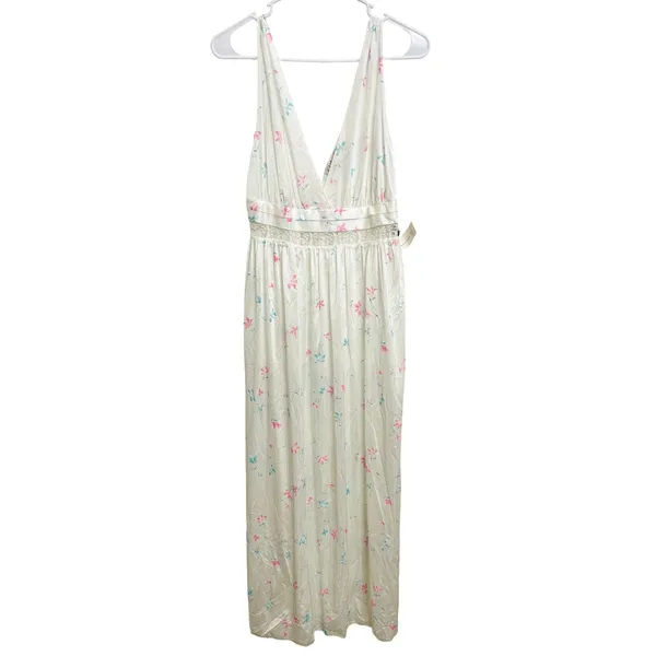 NWT Vintage 90s Gilead Cottagecore Dainty Floral‎ White Maxi Dress Babydoll M - Image 2
