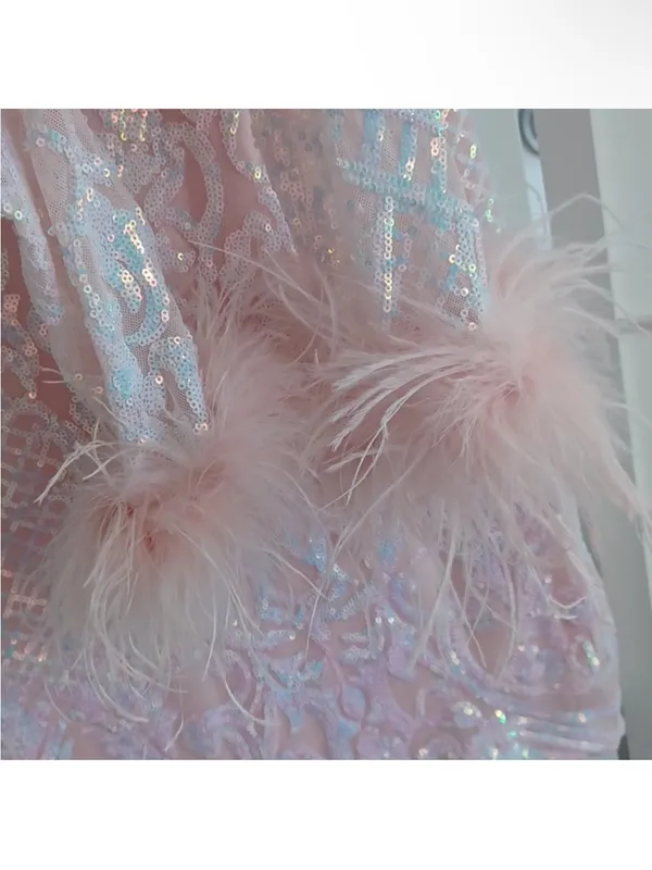 Blondie Nites Sequined Dress With Feathers - Image 4