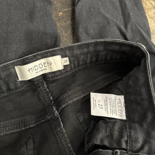 Hidden Black Skinny Jeans with Frayed Hem - Image 2