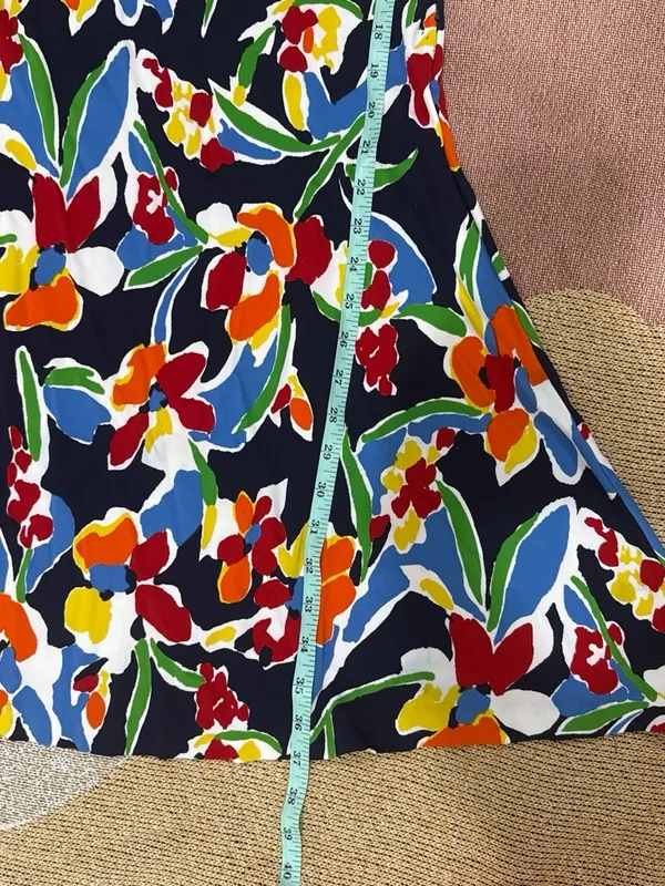 Ralph Lauren Floral Wrap-Style Navy Dress with Fluted Sleeves - Image 7