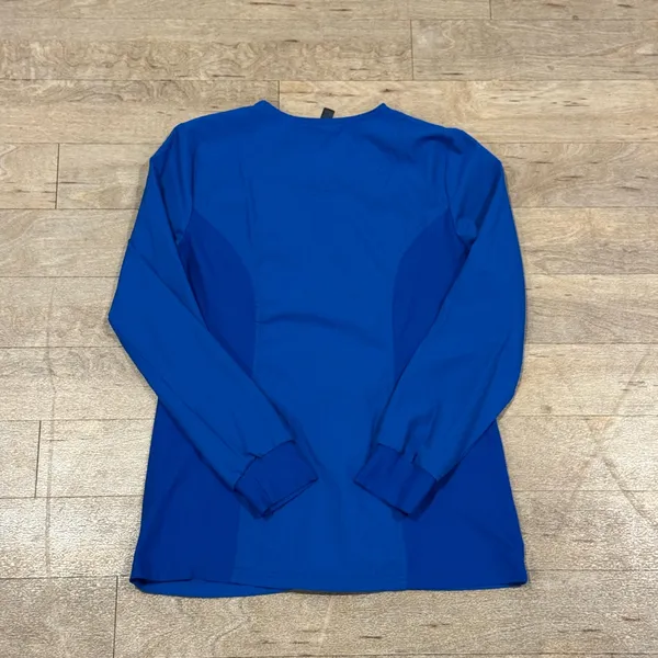 Elle Snap Front Warm Up Scrubs Jacket Blue Size Small - Image 6