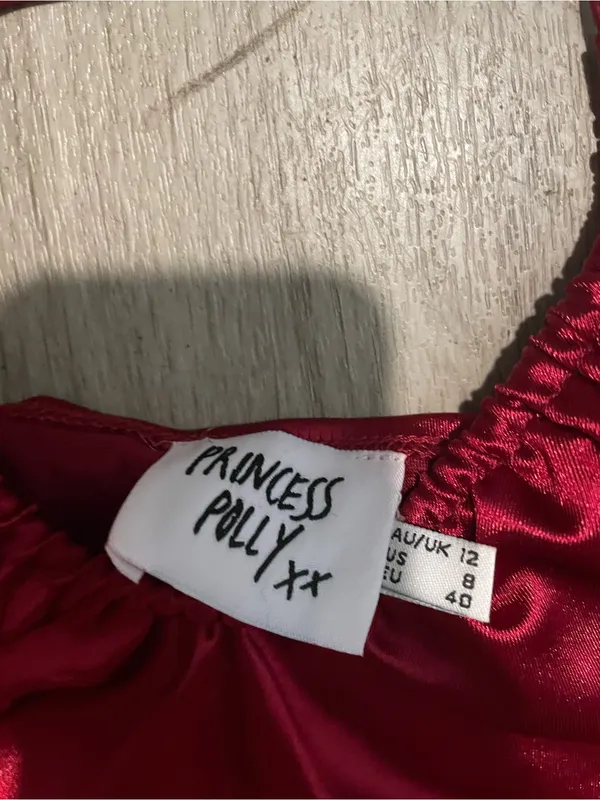 Princess Polly Red Satin Halter Crop Top - Image 2