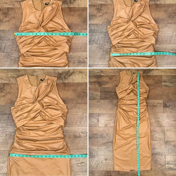 Express Body Contour Faux Leather Twist Front Midi Dress w/Built-In Shape Wear - Image 12