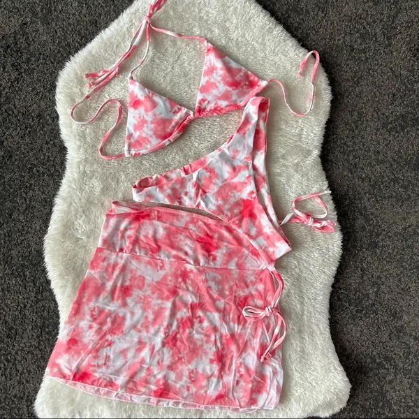 Coral pink tie dye three pieces set - Image 5