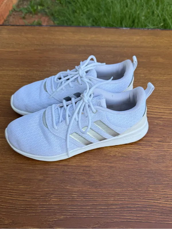 Adidas Cloudfoam Running Shoes Women 7.5 White Athletic Sneakers Comfort - Image 3